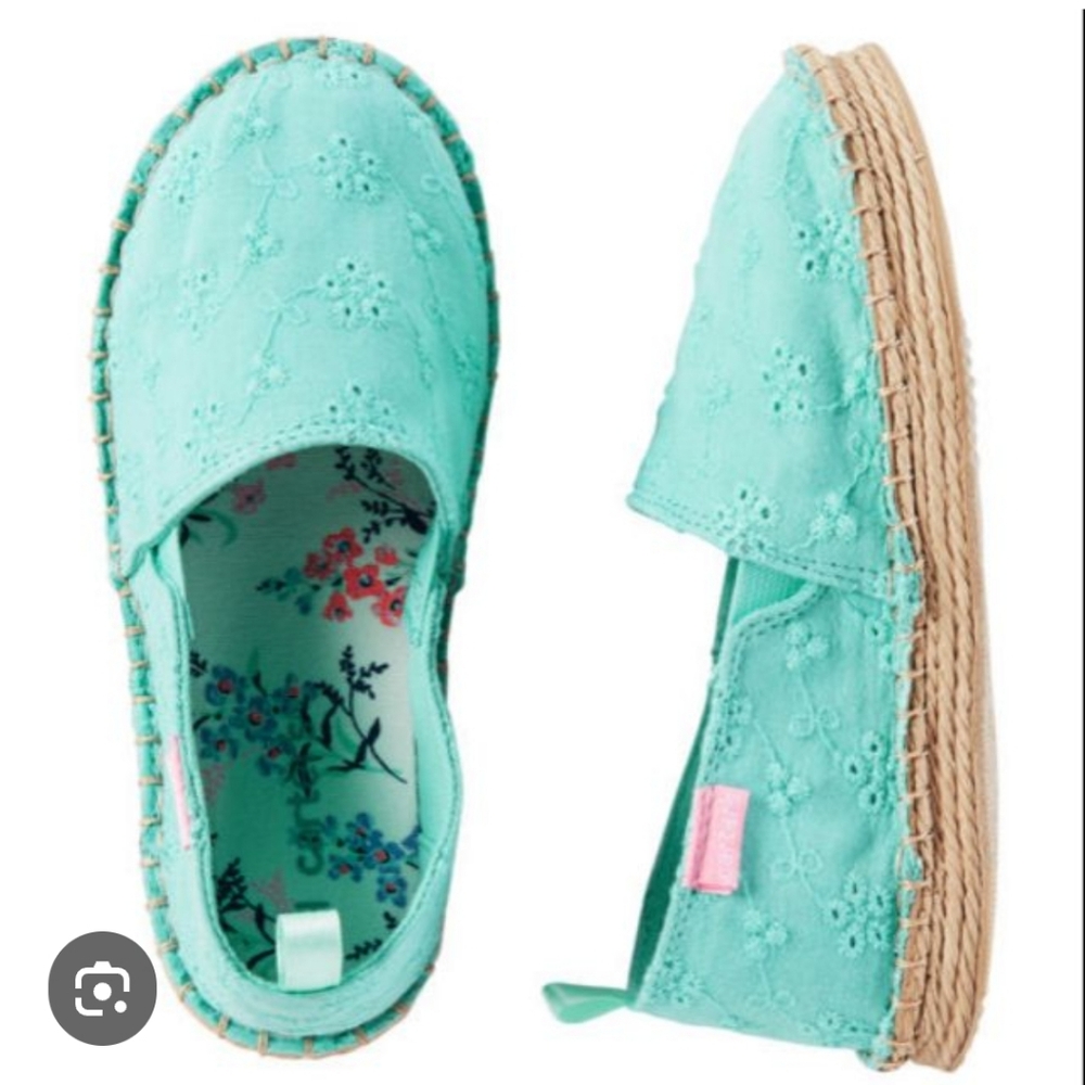 CARTERS | Little Girl's Teal Espadrille Slip-On Shoes